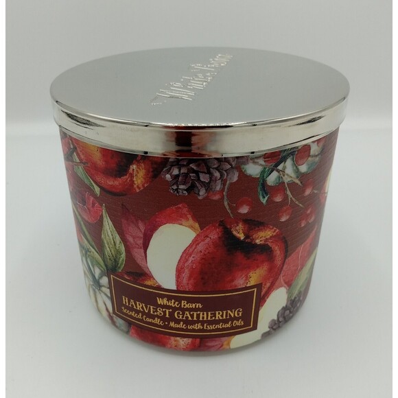 *NEW* HARVEST GATHERING ~ 3 Wick CANDLE  ~ Bath & Body Works White Barn - Picture 1 of 3